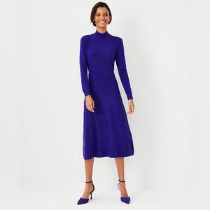 NWT - Ann Taylor - Midi Flare Sweater Dress - Rich Ultraviolet - Size Small